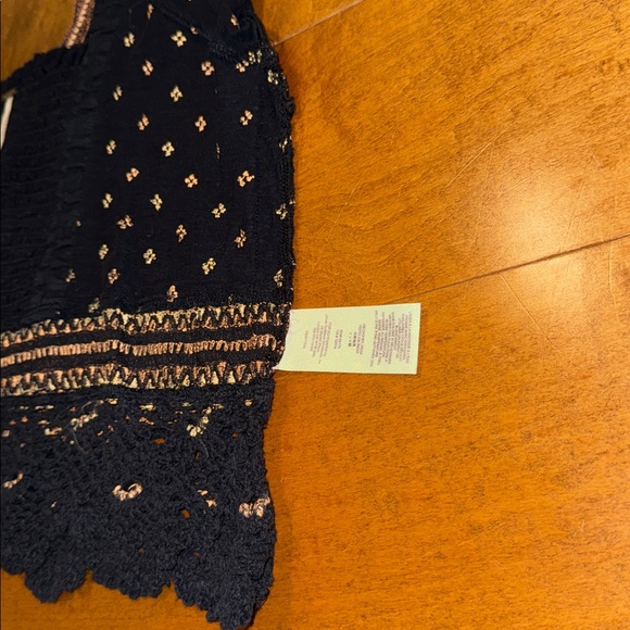 Free People Black Santorini Black and Gold Embroidered Top - Picture 16 of 16